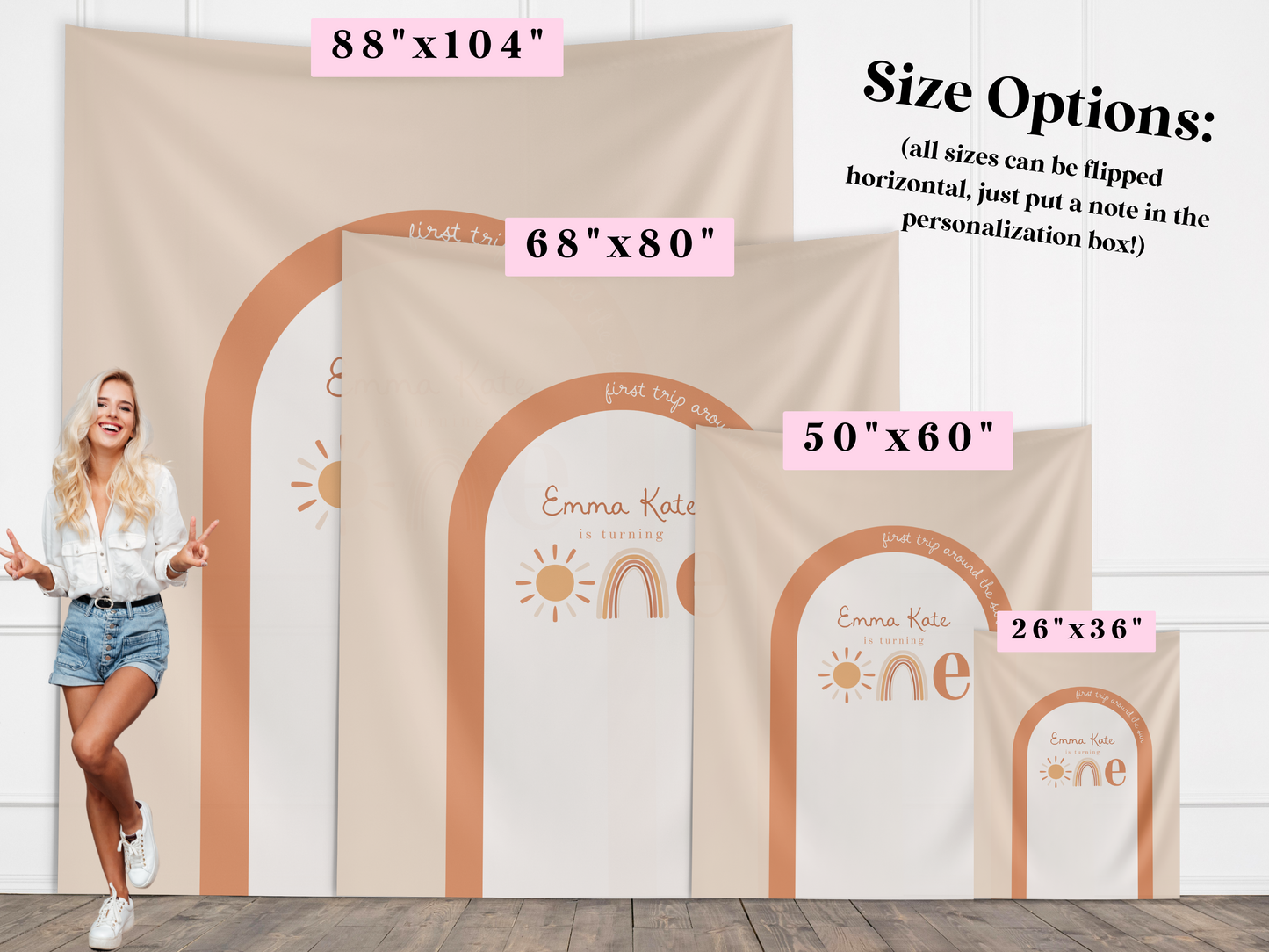 Boho First Trip Around the Sun Birthday Banner Backdrop