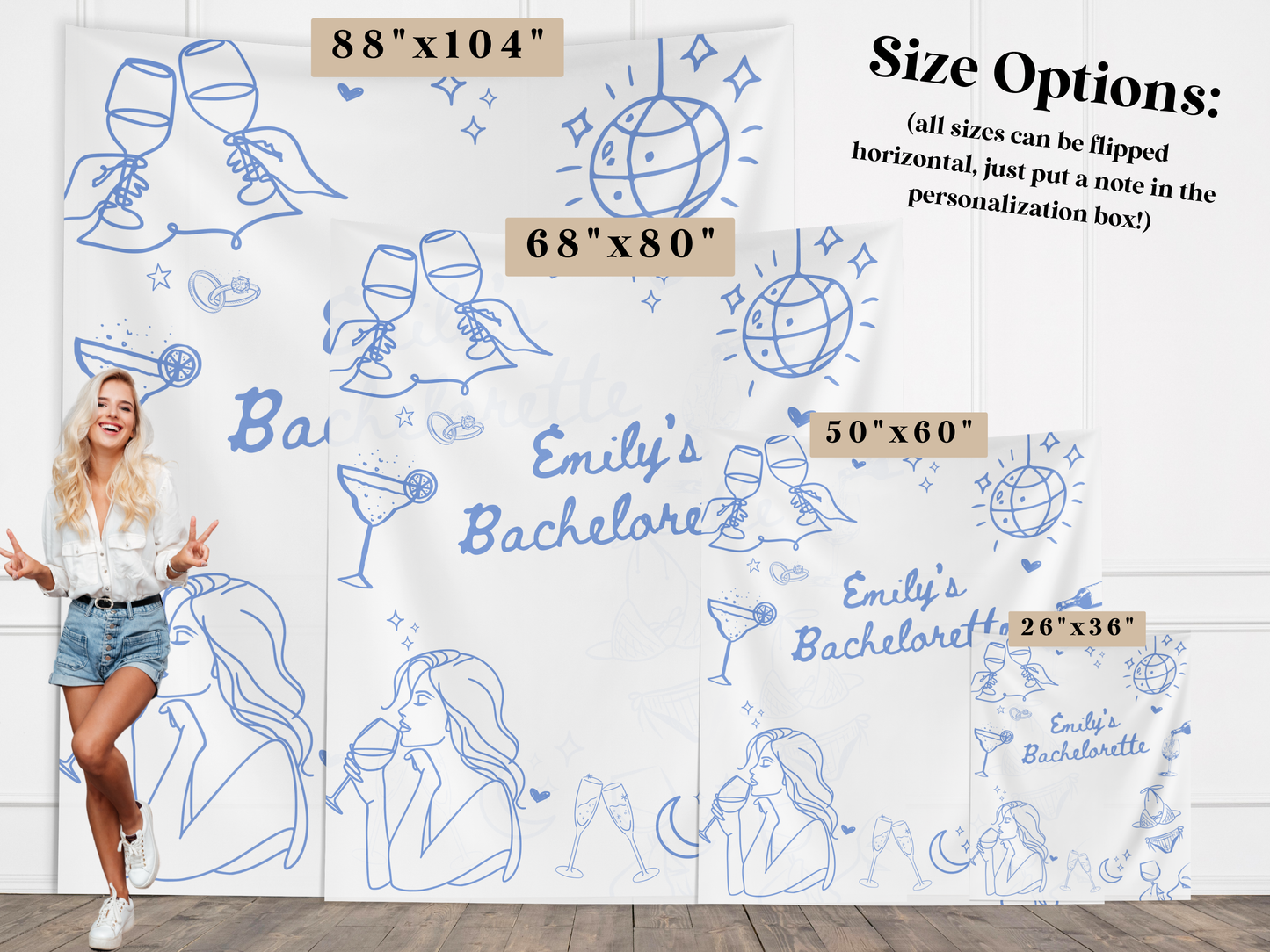 Doodle Custom Bachelorette Party Banner Backdrop