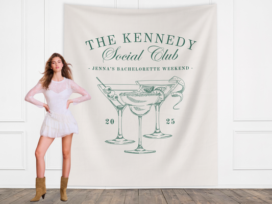 Luxury Custom Bachelorette Social Club Banner Backdrop