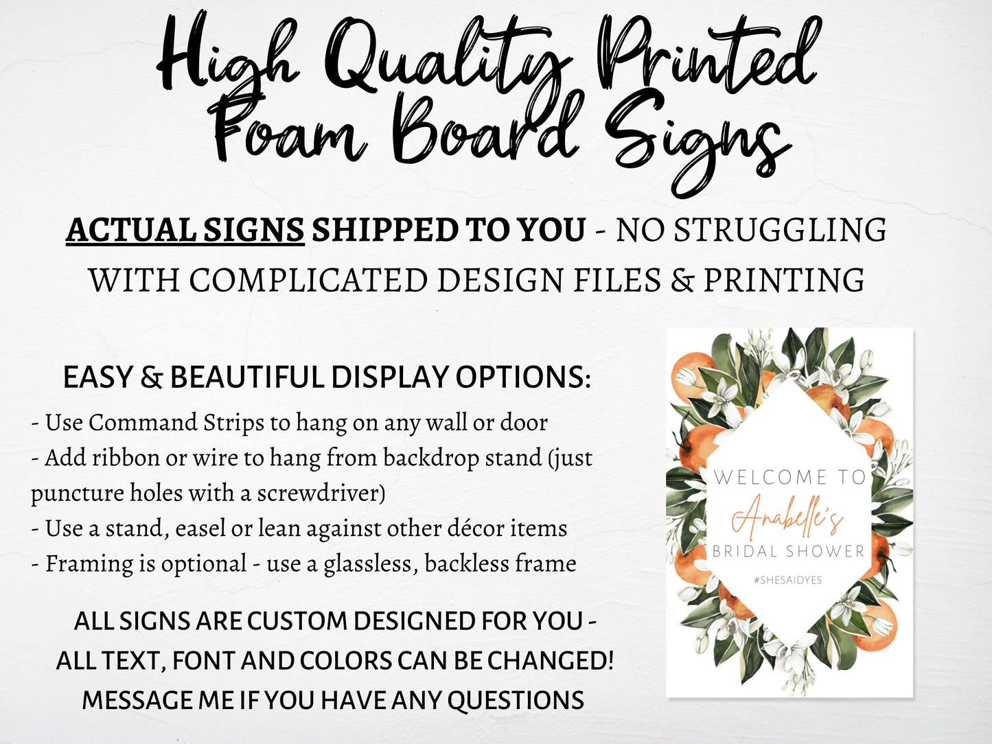 Orange Blossom Bridal Shower Welcome Sign