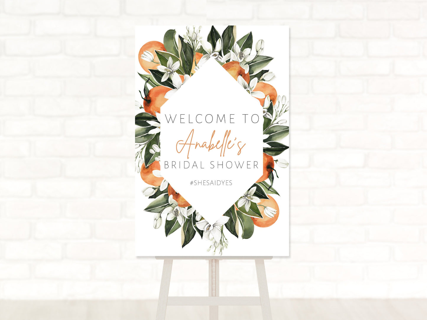 Orange Blossom Bridal Shower Welcome Sign