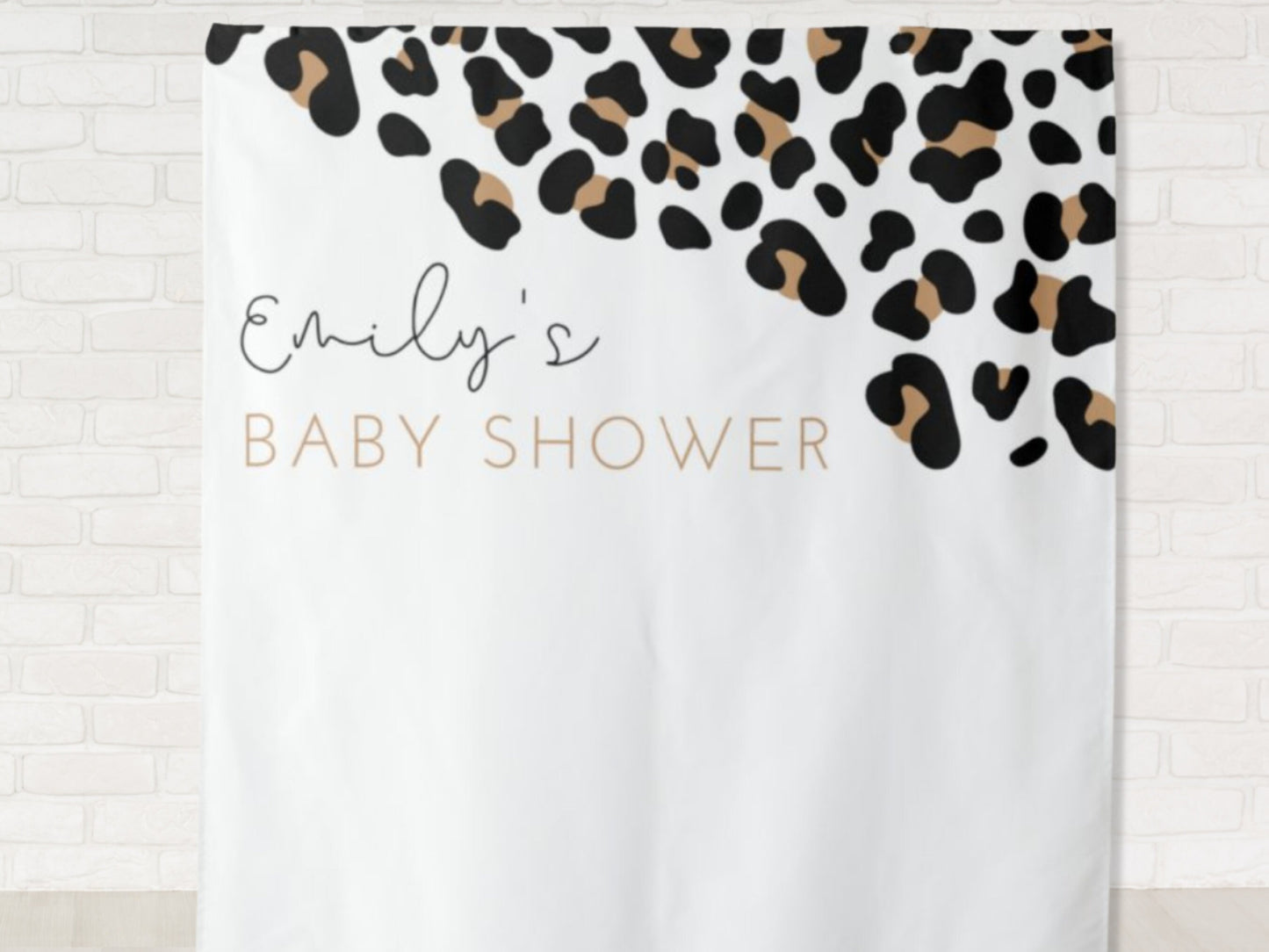 Leopard Print Personalized Baby Shower Backdrop | Custom Wild Safari Party Backdrop