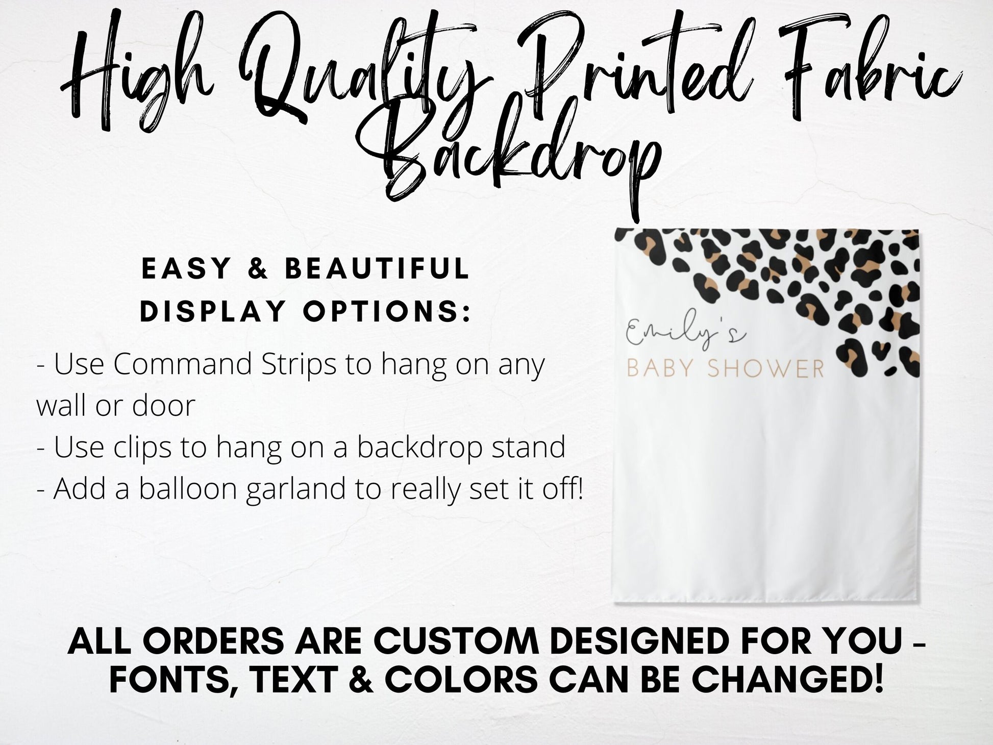 Leopard Print Personalized Baby Shower Backdrop | Custom Wild Safari Party Backdrop