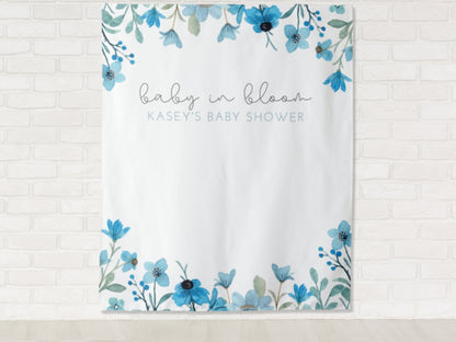 Baby in Bloom Floral Personalized Baby Shower Backdrop | Custom Flower Party Backdrop