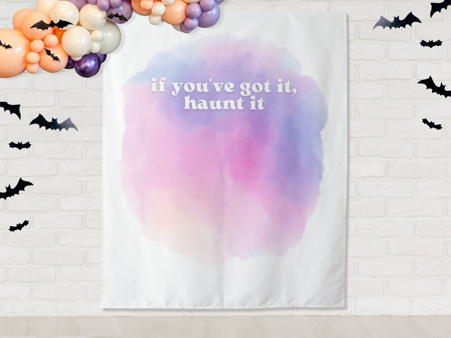 Custom Pastel Watercolor Halloween Party Backdrop | Here for the Boos | Creeping it Real | Treat Yo Self | Haunt It