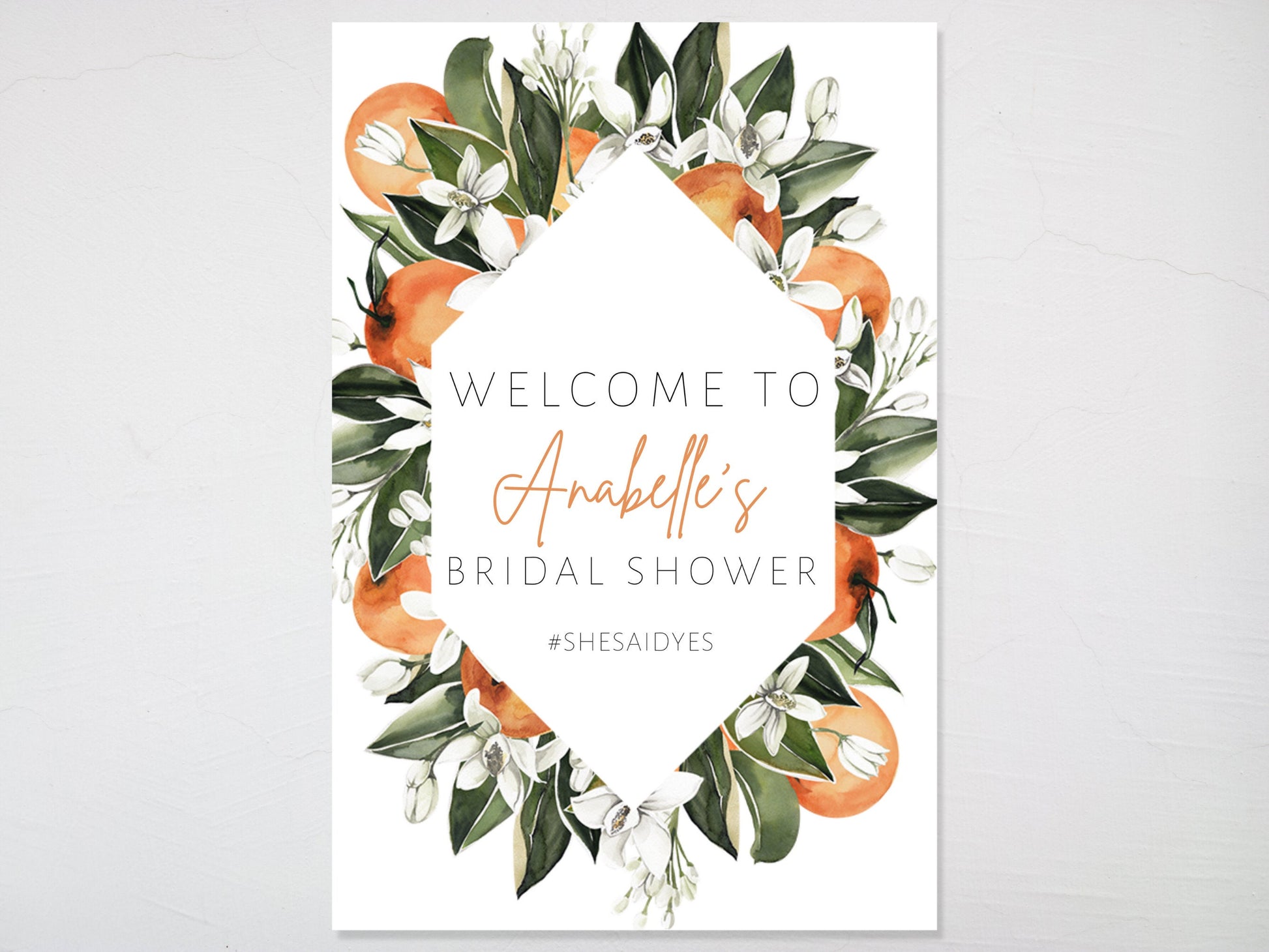 Orange Blossom Bridal Shower Welcome Sign