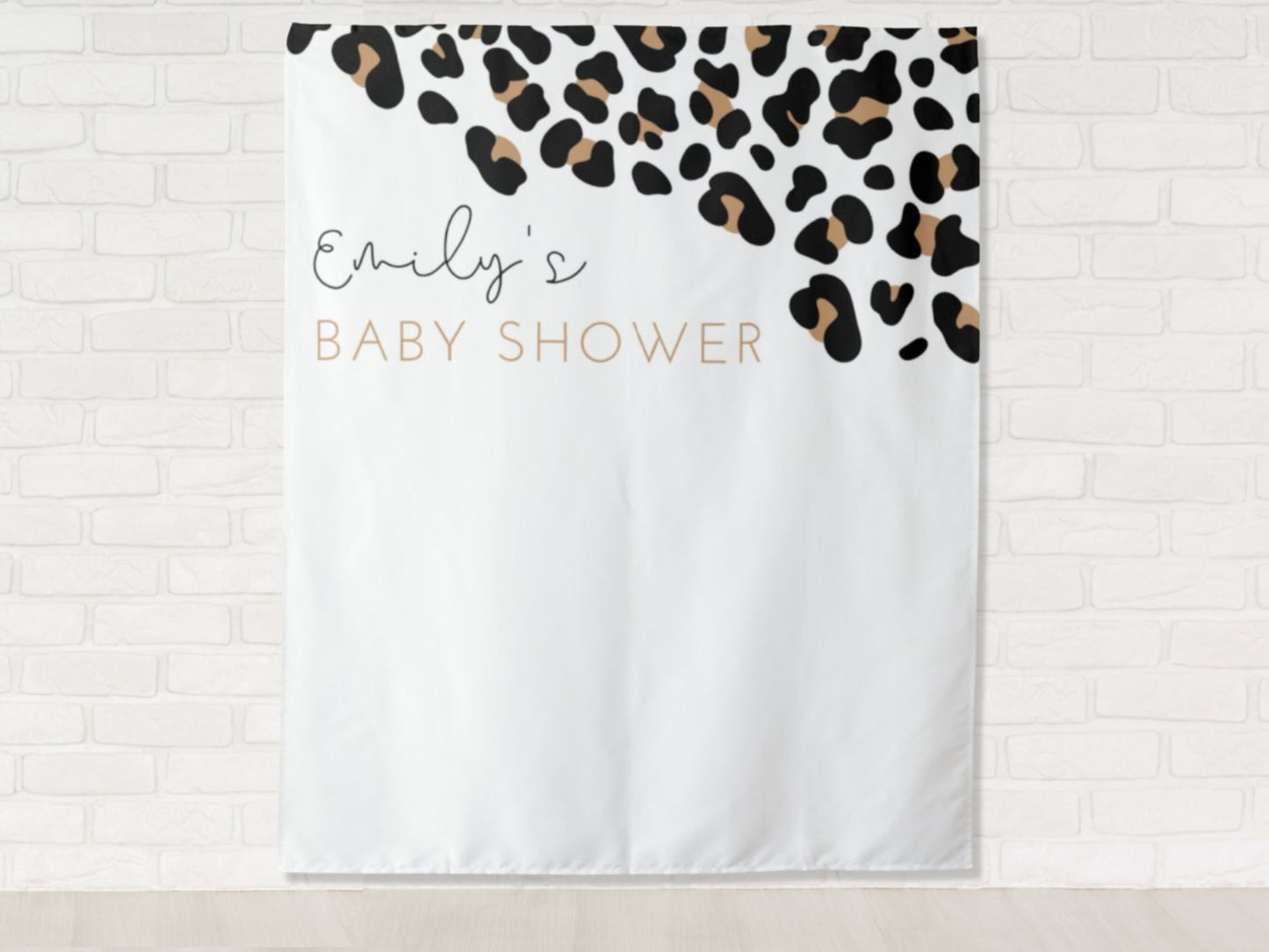 Leopard Print Personalized Baby Shower Backdrop | Custom Wild Safari Party Backdrop