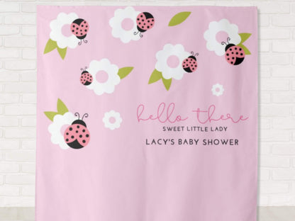 Little Ladybug Personalized Baby Shower Backdrop | Custom Sweet Little Lady Party Backdrop