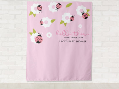 Little Ladybug Personalized Baby Shower Backdrop | Custom Sweet Little Lady Party Backdrop