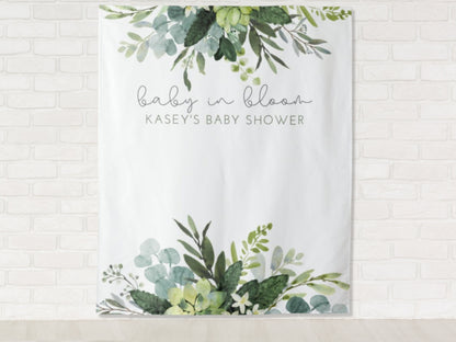 Baby in Bloom Floral Personalized Baby Shower Backdrop | Custom Flower Party Backdrop