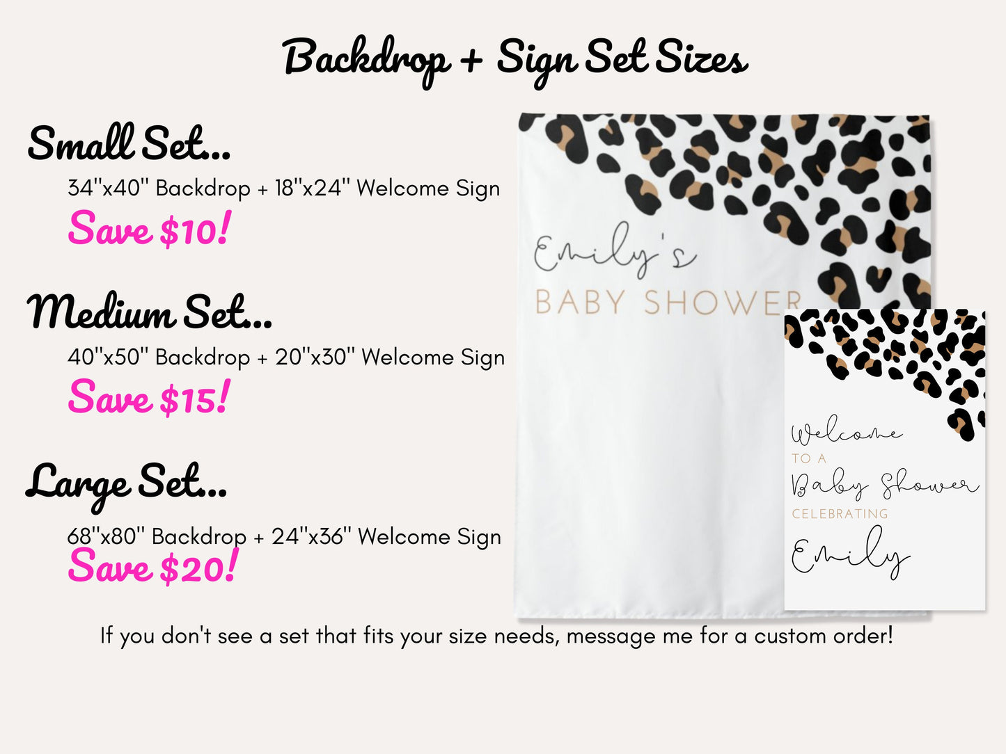 Leopard Print Personalized Baby Shower Backdrop | Custom Wild Safari Party Backdrop