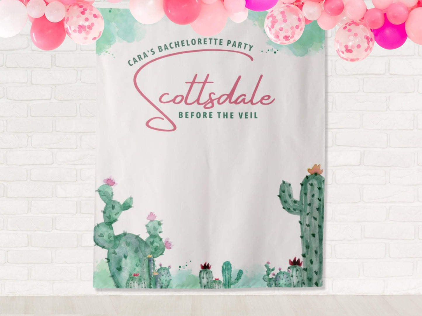 Scottsdale Before the Veil Bachelorette Party Personalized Backdrop | Cactus Bachelorette Party Décor