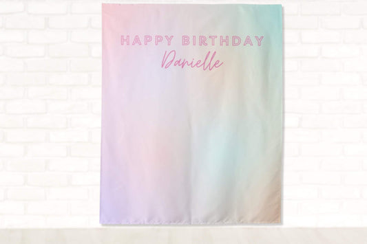 Iridescent Pastel Personalized Party Backdrop | Lover Inspired Colorful Custom Party Banner | Personalized Text, Font and Colors