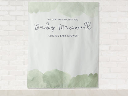 Watercolor Personalized Baby Shower Backdrop | Custom Blue or Pink Paint Party Backdrop