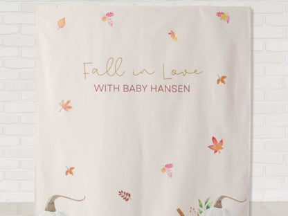 Fall in Love with Baby Personalized Baby Shower Backdrop | Custom Baby Shower or Gender Reveal Backdrop