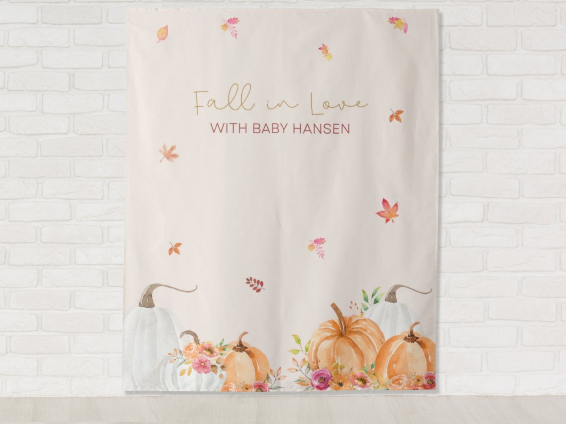 Fall in Love with Baby Personalized Baby Shower Banner