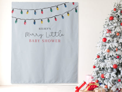 A Merry Little Baby Shower Custom Baby Shower Banner | Holiday Lights Baby Shower Décor | Backdrop for Balloon Garland | December Birthday