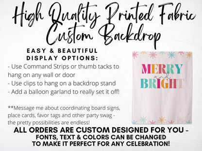 Merry and Bright Custom Holiday Party Backdrop | Christmas Party Décor