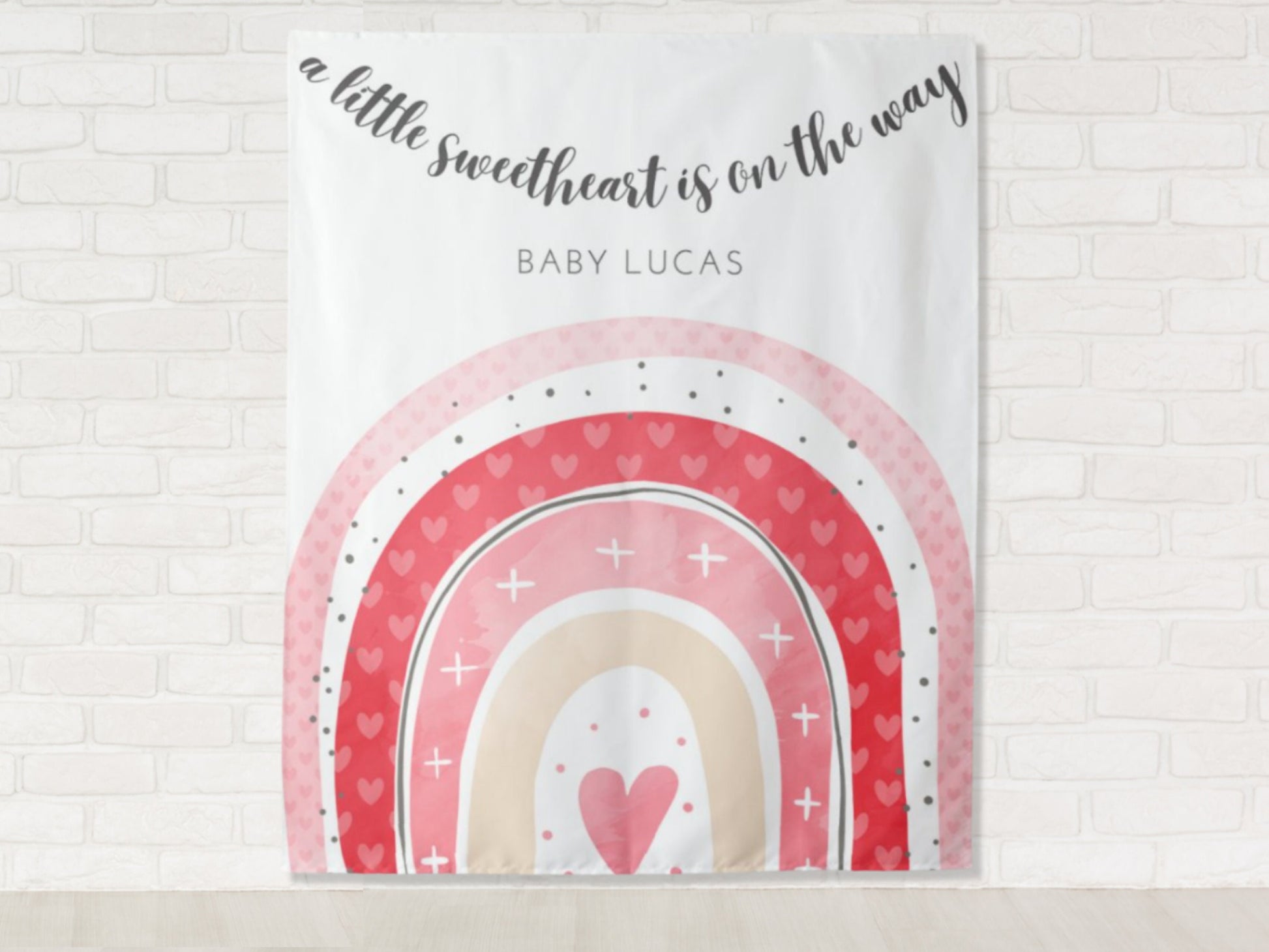 A Little Sweetheart Is On The Way Pink Boho Rainbow Birthday Banner