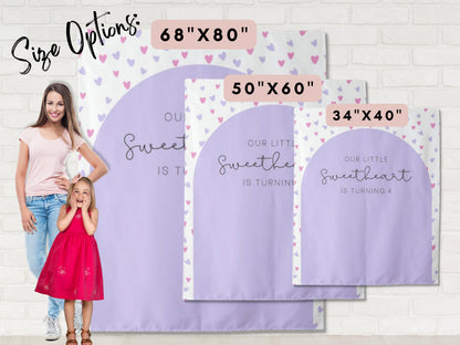 Our Little Sweetheart Arch and Hearts Custom Birthday Backdrop | Personalized Valentine's Day Photo Booth