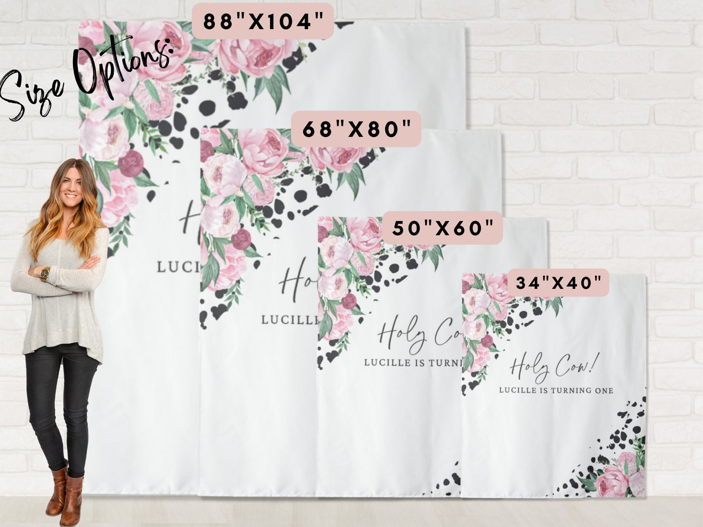 Holy Cow! Floral Cow Print Banner