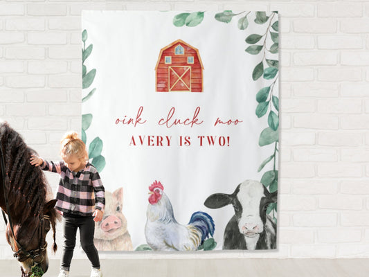 Barn Animal Farm Birthday Banner