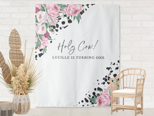 Holy Cow! Floral Cow Print Banner