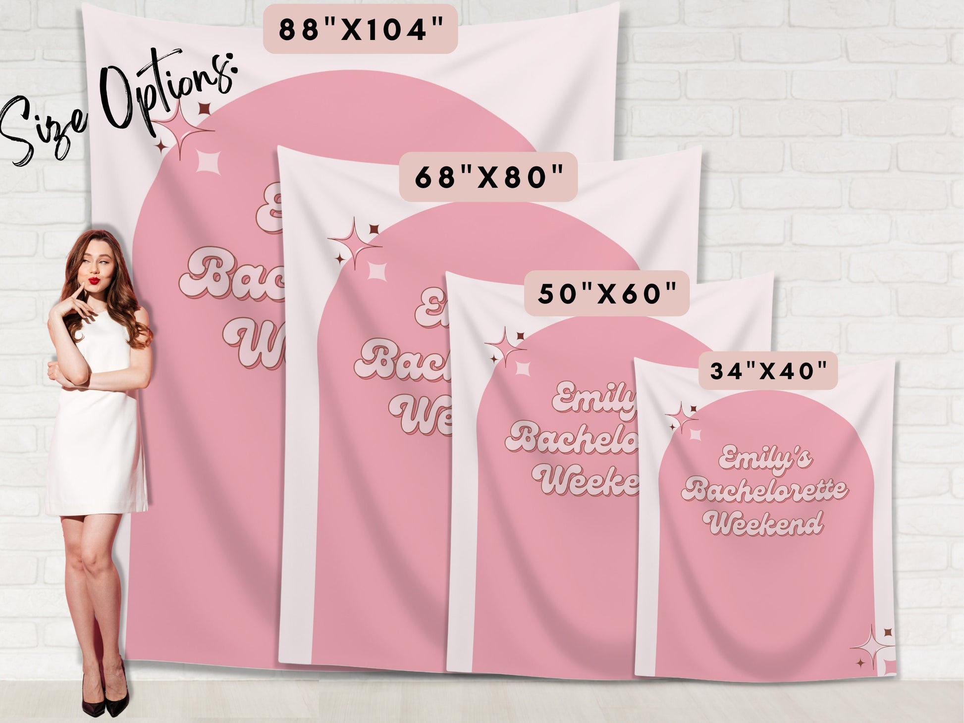 Retro Arch Bachelorette Weekend Custom Text Backdrop | Bachelorette Party Personalized Banner