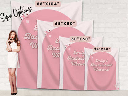 Retro Arch Bachelorette Weekend Custom Text Backdrop | Bachelorette Party Personalized Banner