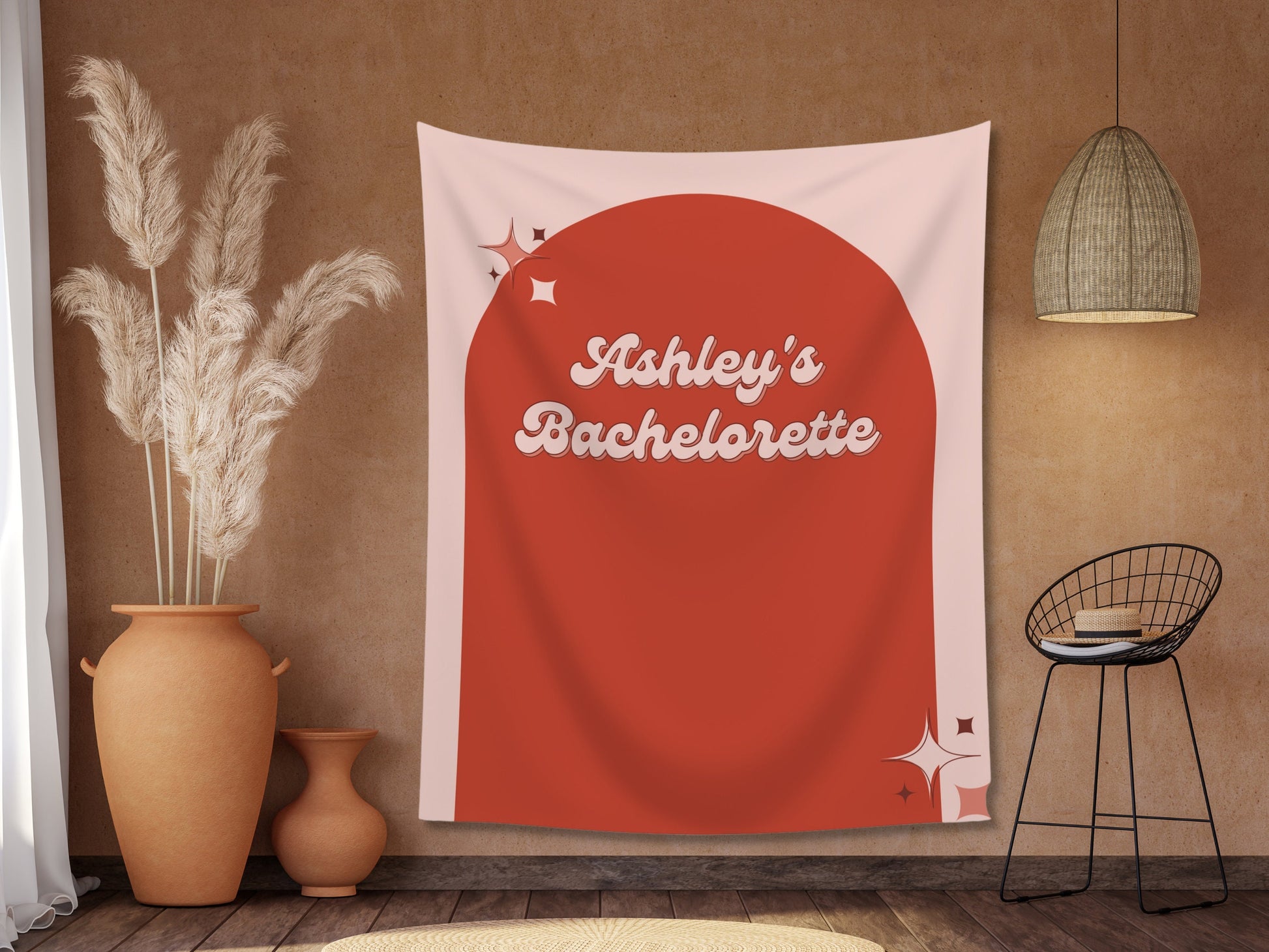 Retro Arch Bachelorette Weekend Custom Text Backdrop | Bachelorette Party Personalized Banner