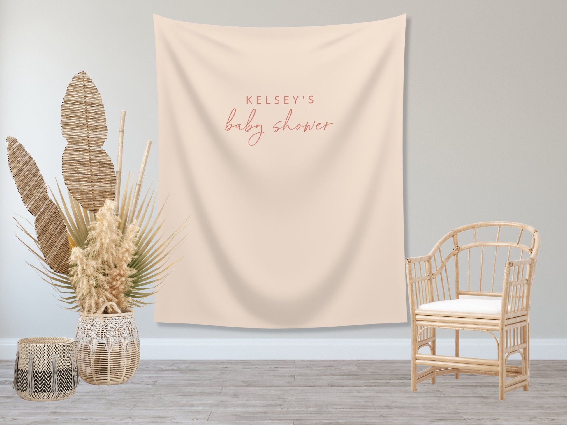 Simple Solid Custom Text Backdrop | Bachelorette, Engagement, Bridal Shower, Baby Shower, Birthday Party Personalized Banner