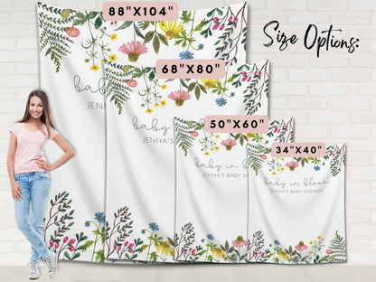 Baby in Bloom Floral Personalized Baby Shower Backdrop | Custom Flower Party Backdrop