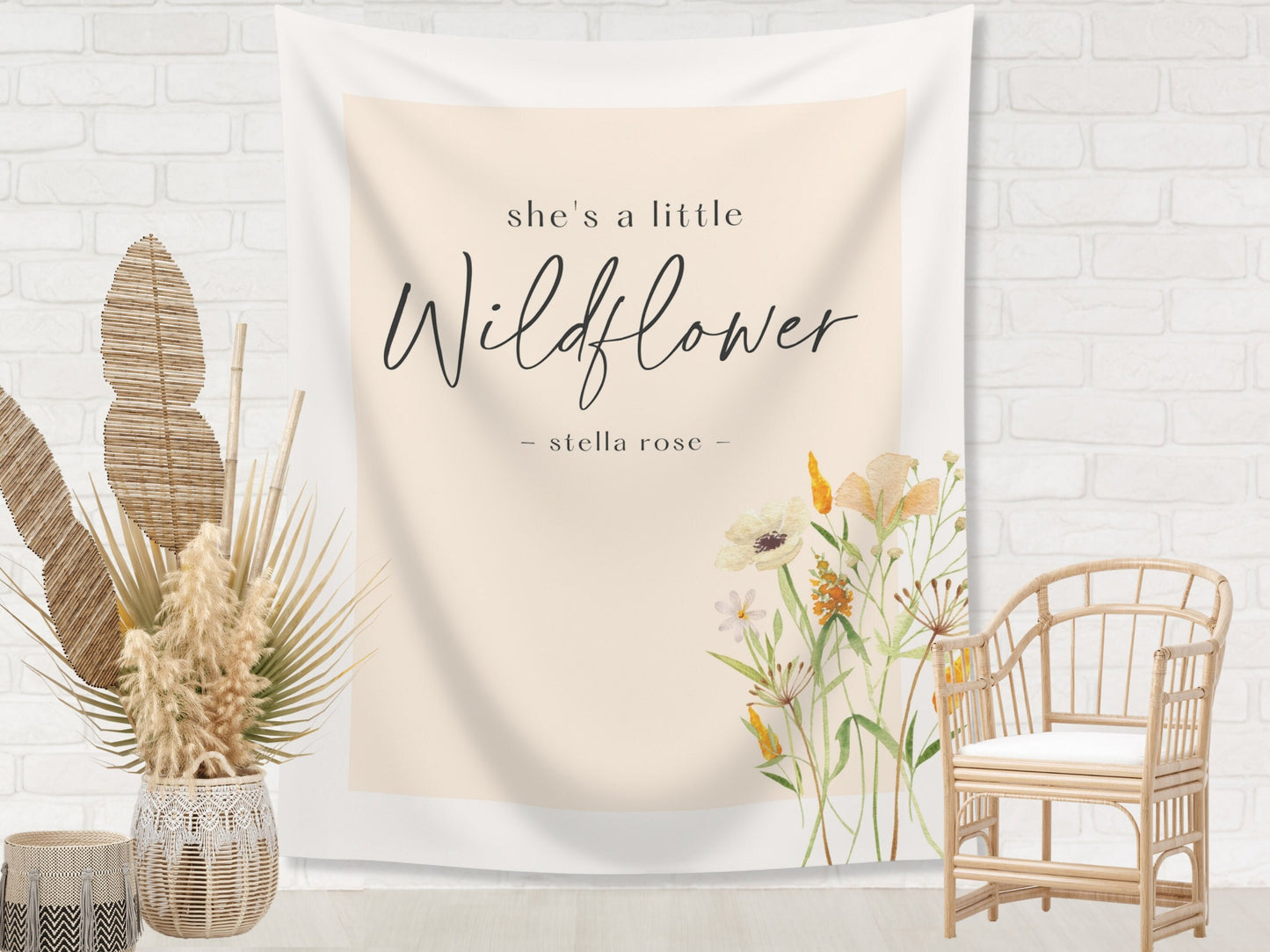 She's a Little Wildflower Custom Baby Shower or Party Backdrop | Personalized Girl Baby Shower or Birthday Photo Booth