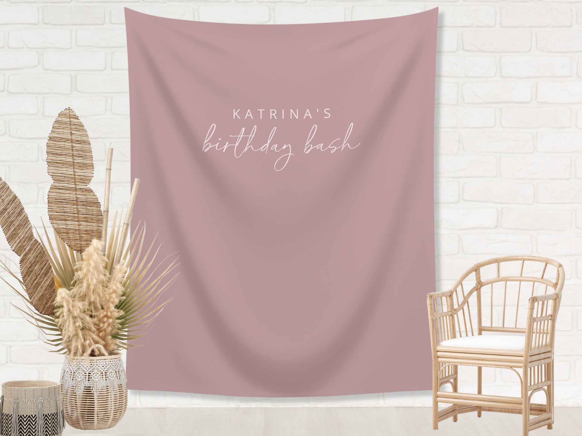 Simple Solid Custom Text Backdrop | Bachelorette, Engagement, Bridal Shower, Baby Shower, Birthday Party Personalized Banner