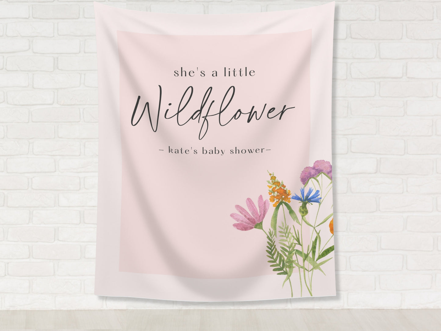 She's a Little Wildflower Custom Baby Shower or Party Backdrop | Personalized Girl Baby Shower or Birthday Photo Booth