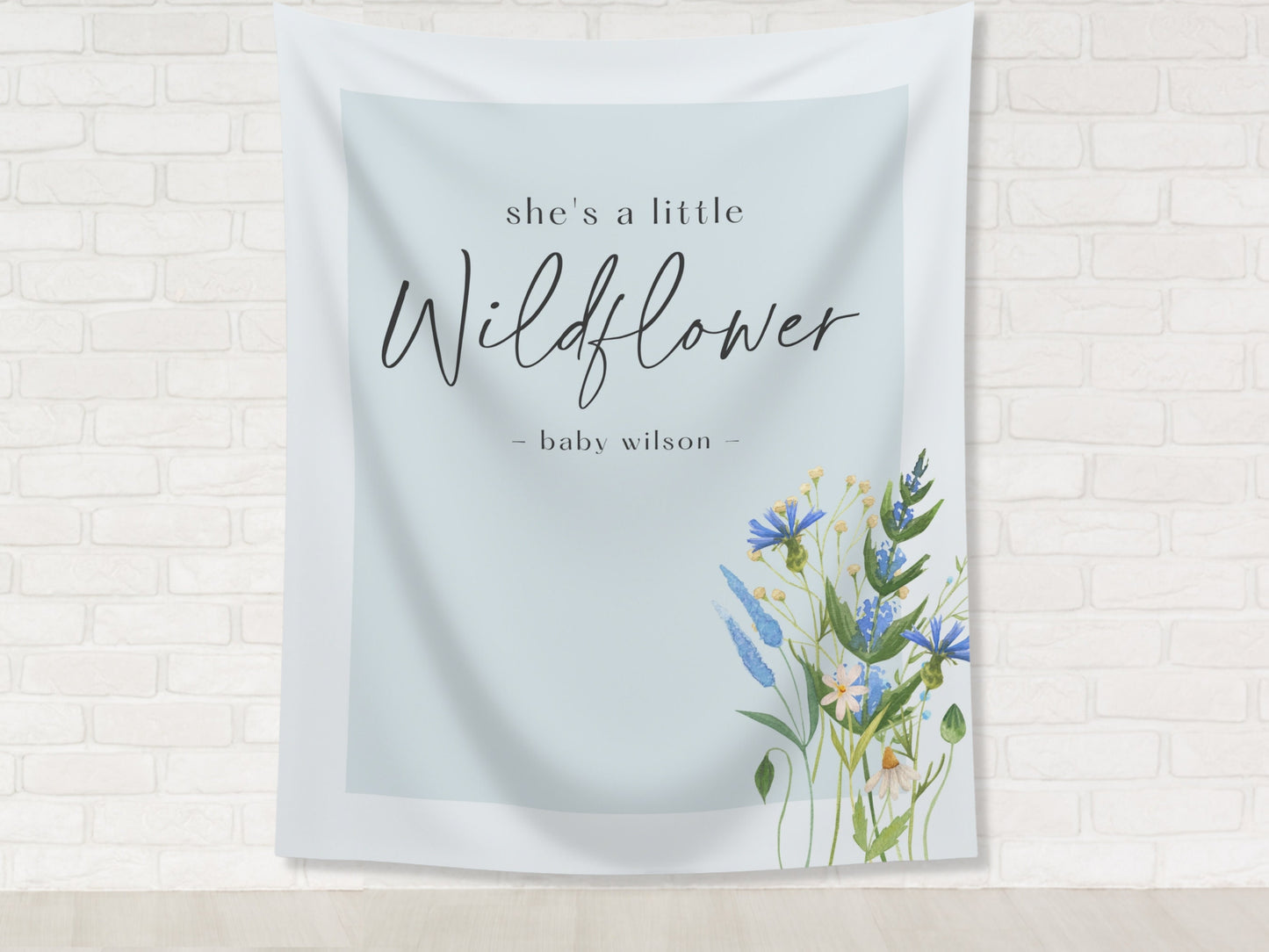 She's a Little Wildflower Custom Baby Shower or Party Backdrop | Personalized Girl Baby Shower or Birthday Photo Booth