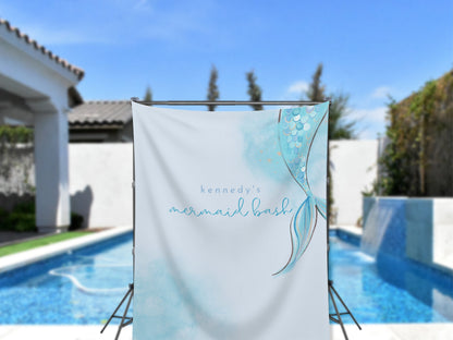 Mermaid Birthday Party Custom Banner | Splish Splash Under the Sea Personalized Birthday Party Backdrop