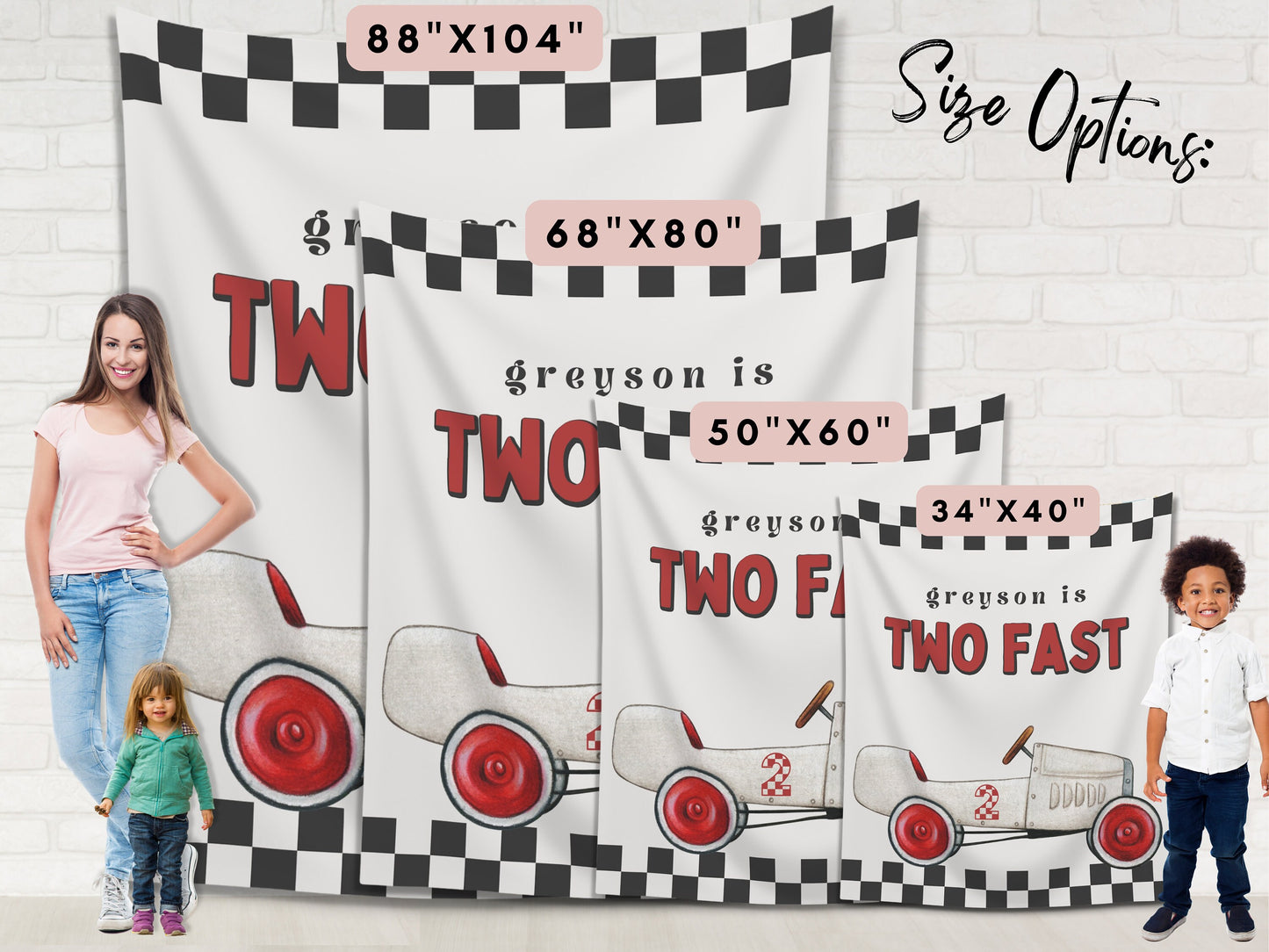 Two Fast Custom Birthday Backdrop | Personalized Fast One Race Car Party Photo Booth