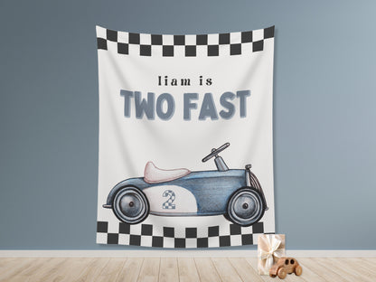 Two Fast Custom Birthday Backdrop | Personalized Fast One Race Car Party Photo Booth