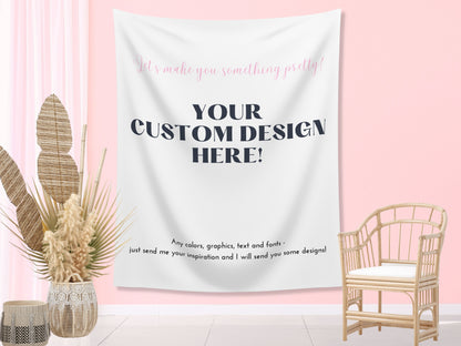 Custom Designed Backdrop, Fabric Banner for Birthday Party, Baby Shower, Bachelorette Party, Wedding, Sorority Bid Day Banner, Rush Banner