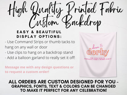 Down and Derby Kentucky Derby Party Backdrop | Custom Logo and Text Derby Party Banner