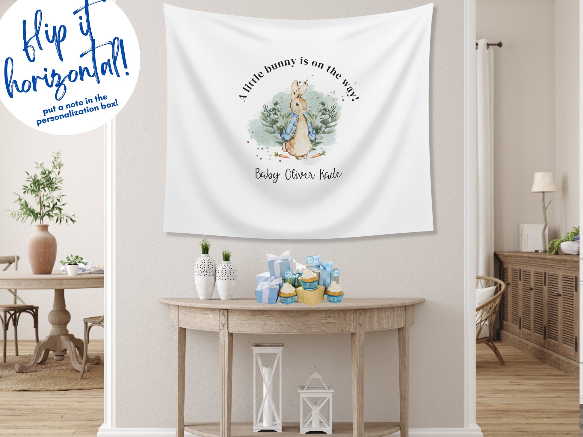 A Little Bunny Is On The Way Custom Peter Rabbit Banner