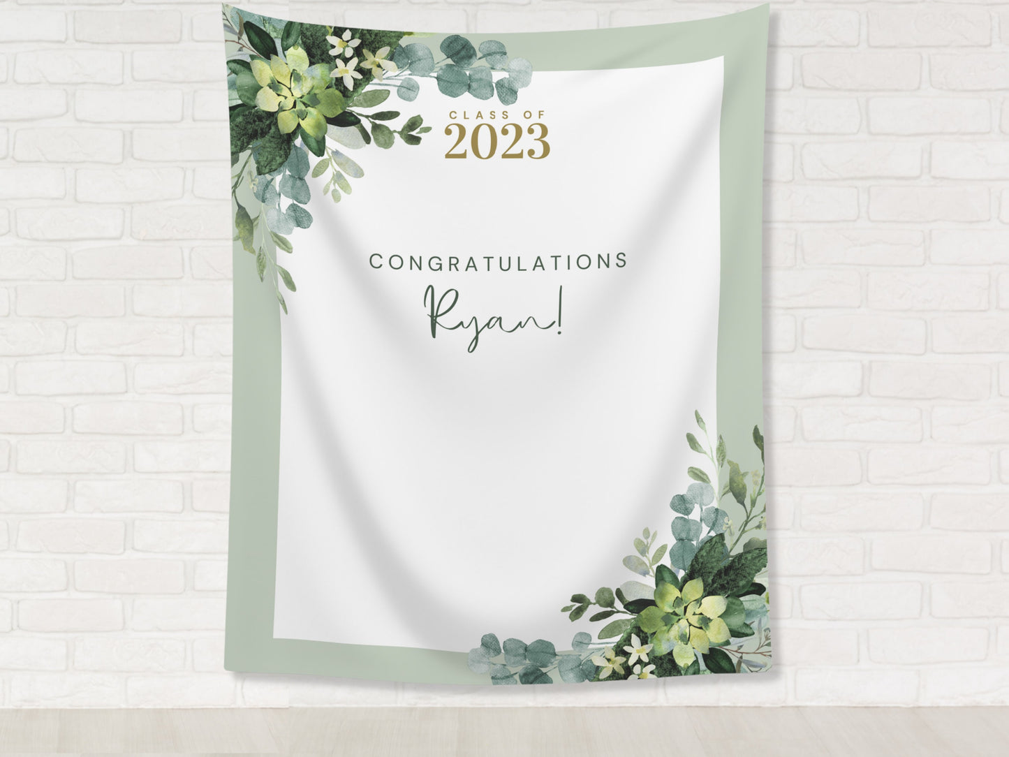 Class of 2025 Custom Greenery Graduation Party Backdrop | Personalized Floral Congrats Grad School Banner | High School or College Grad