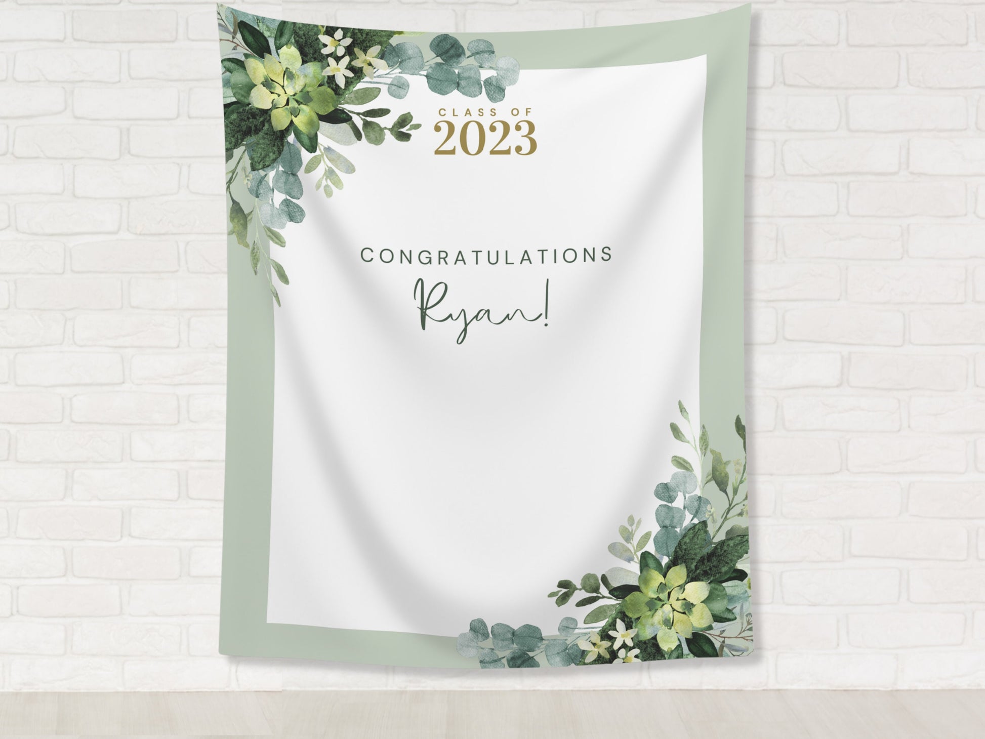 Class of 2025 Custom Greenery Graduation Party Backdrop | Personalized Floral Congrats Grad School Banner | High School or College Grad