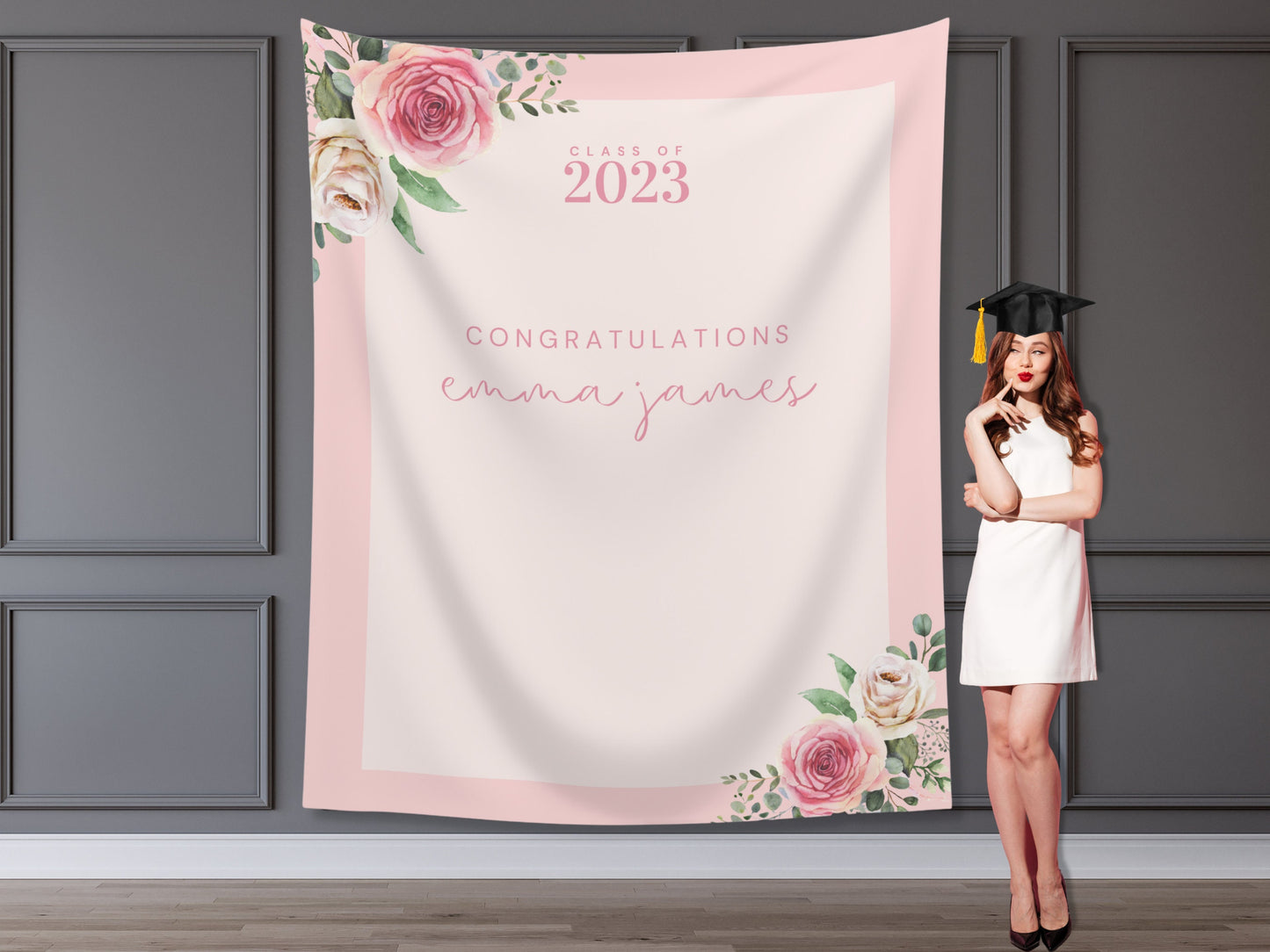 Class of 2025 Custom Greenery Graduation Party Backdrop | Personalized Floral Congrats Grad School Banner | High School or College Grad