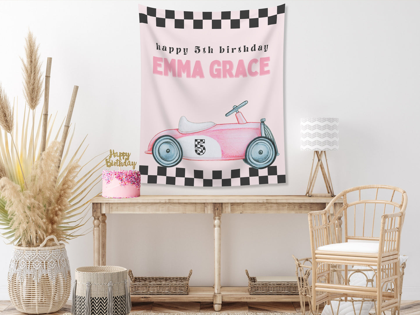 Two Fast Custom Birthday Backdrop | Personalized Fast One Race Car Party Photo Booth