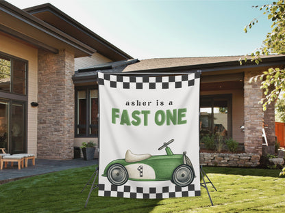 Two Fast Custom Birthday Backdrop | Personalized Fast One Race Car Party Photo Booth