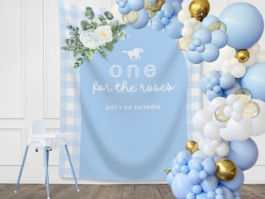 One for the Roses Kentucky Derby 1st Birthday Banner, Horse Racing Decor, First Birthday, Off to the Races, Custom Text Gingham and Floral