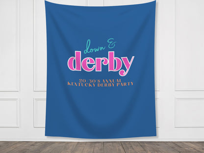 Down and Derby Kentucky Derby Party Backdrop | Custom Logo and Text Derby Party Banner