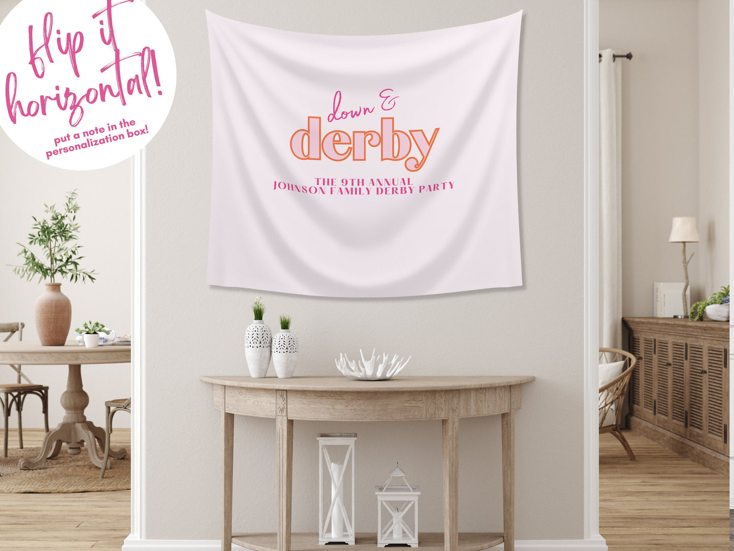 Down and Derby Kentucky Derby Party Backdrop | Custom Logo and Text Derby Party Banner